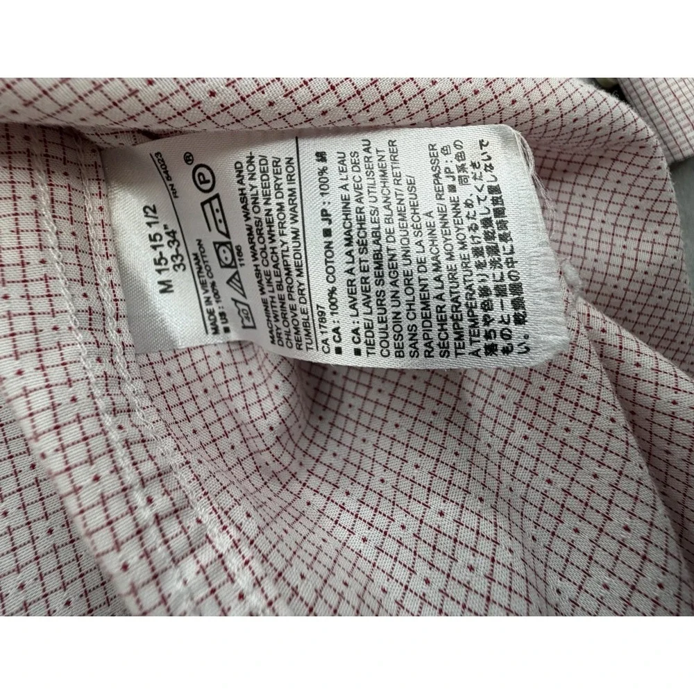 Banana Republic Mens M Untucked Slim Fit Non Iron Pink Gingham Shirt 424357-30